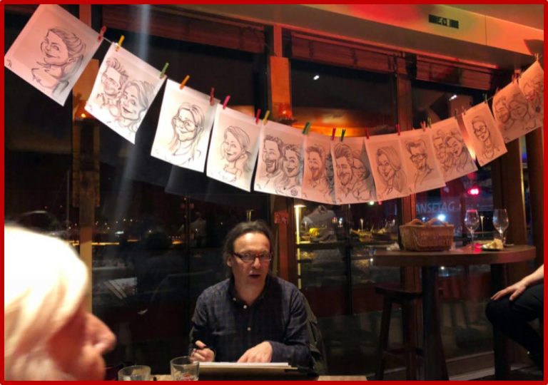 Schnellzeichner, Karikaturzeichner und Künstler Mike Bauer aus Rostock auf einer Hochzeit in MV und für ganz Deutschland 