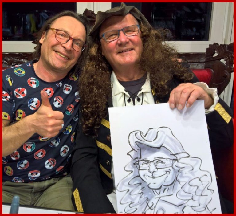 Karikatur Zeichnung, Schnellzeichnung  Mann mit hut 