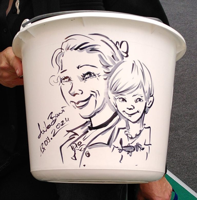  Schnellzeichnung auf Eimer für Kongresse und Messen