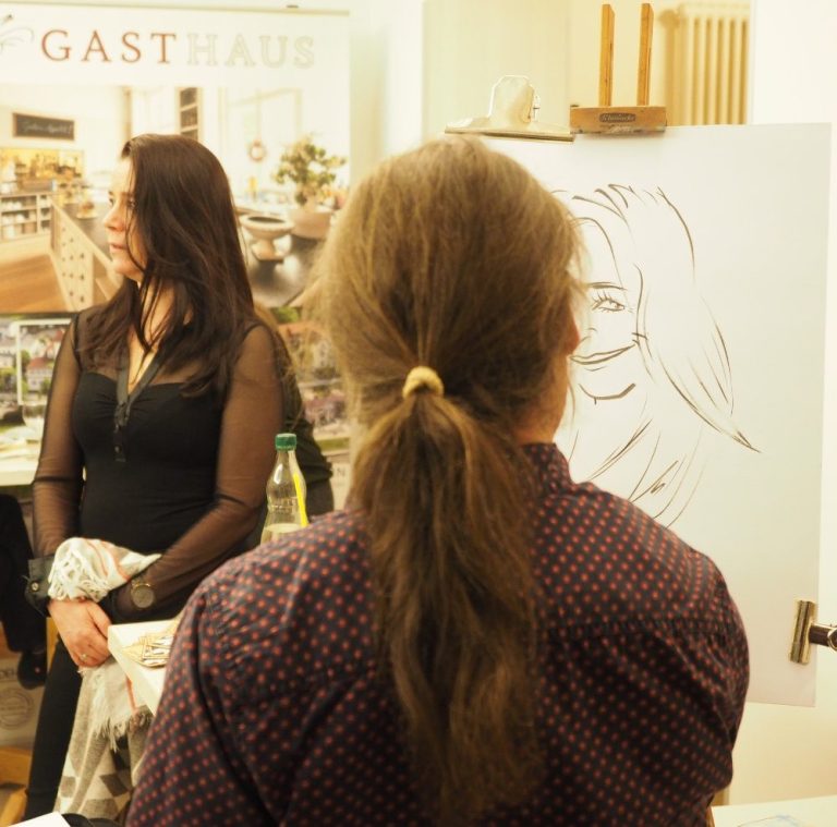 Karikatur Zeichnung, Schnellzeichnung  aus MV, Rostock