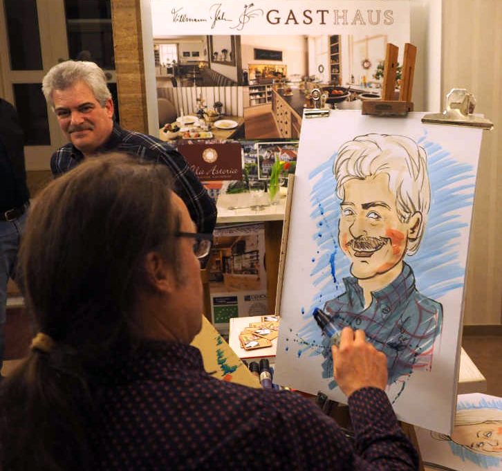 Karikatur Zeichnung, Schnellzeichnung  aus MV, Rostock