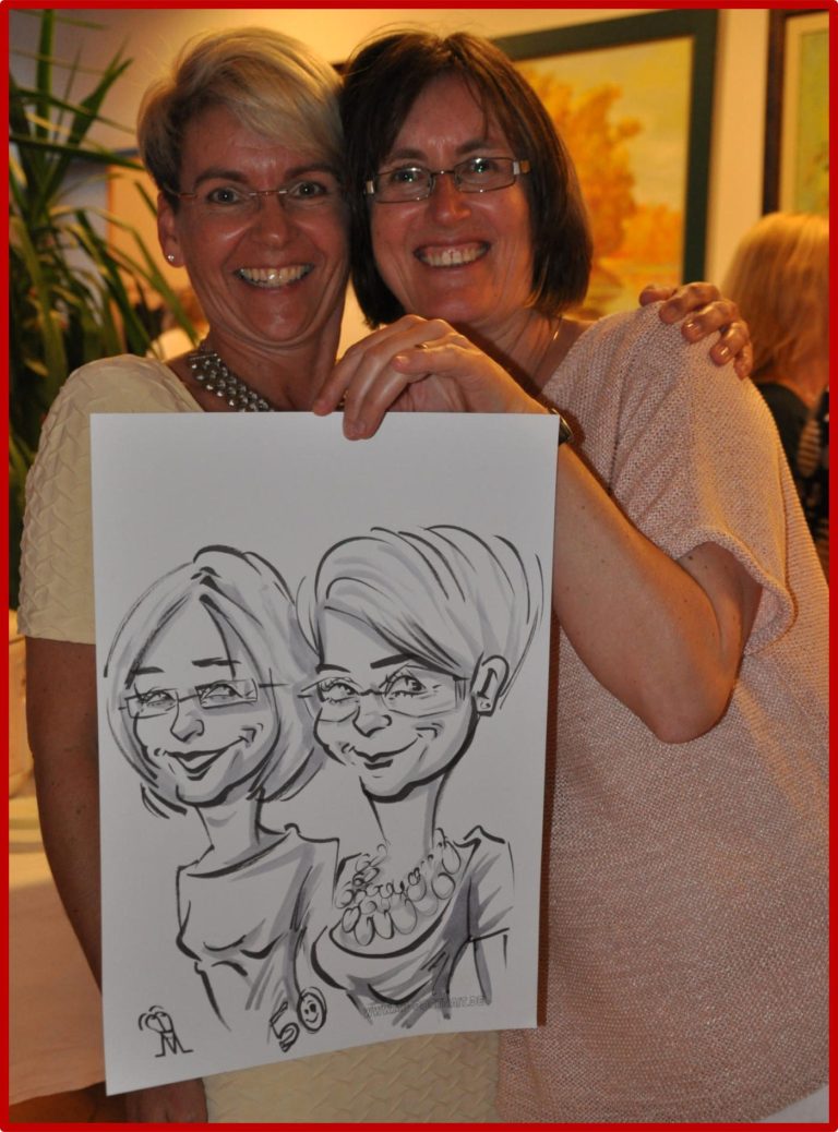 Schnellzeichner, Karikaturzeichner und Künstler Mike Bauer aus Rostock, Hanburg, Berlin auf einer Hochzeit in MV und für ganz Deutschland