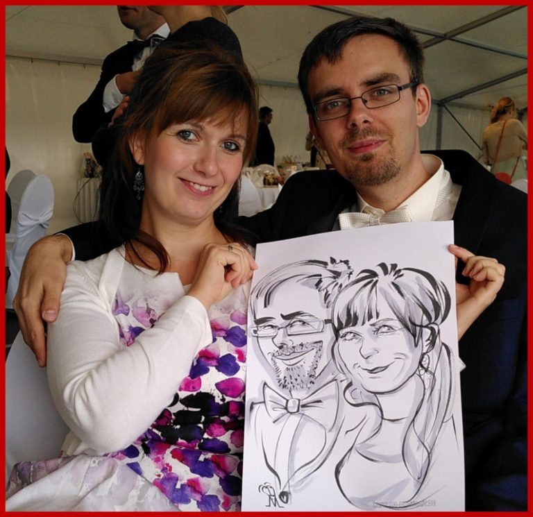 Schnellzeichner, Karikaturzeichner und Künstler Mike Bauer aus Rostock, Hanburg, Berlin auf einer Hochzeit in MV und für ganz Deutschland