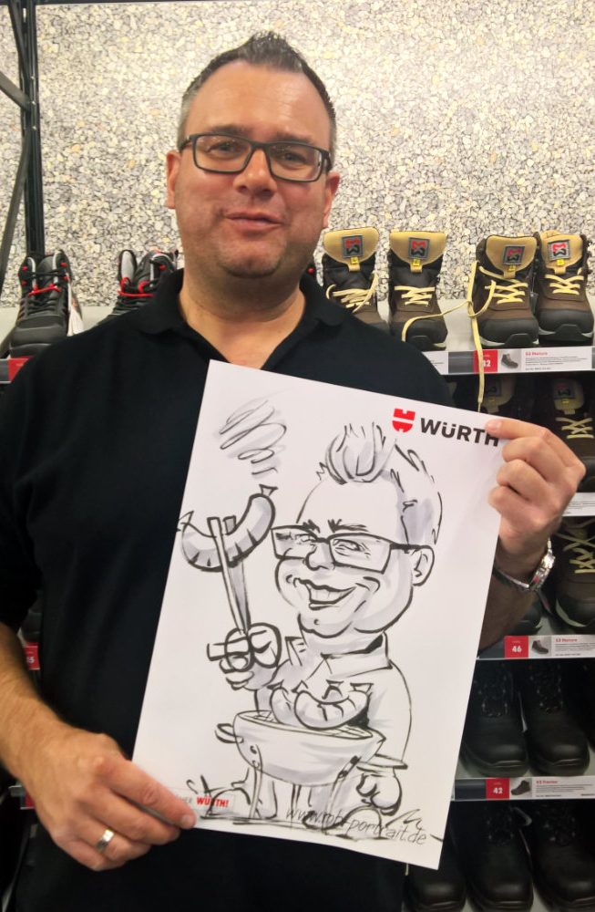 Karikatur Zeichnung, Schnellzeichnung  Mann im Großformat