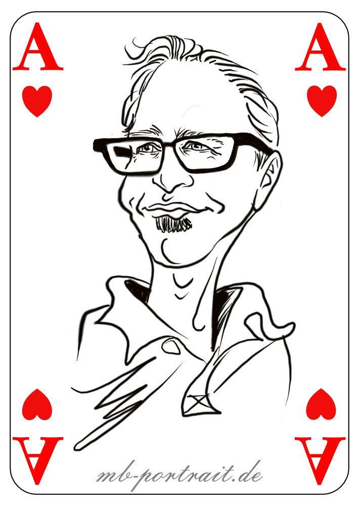 Für alle ein Hingucker,  karikaturen auf einer Herz AS karte