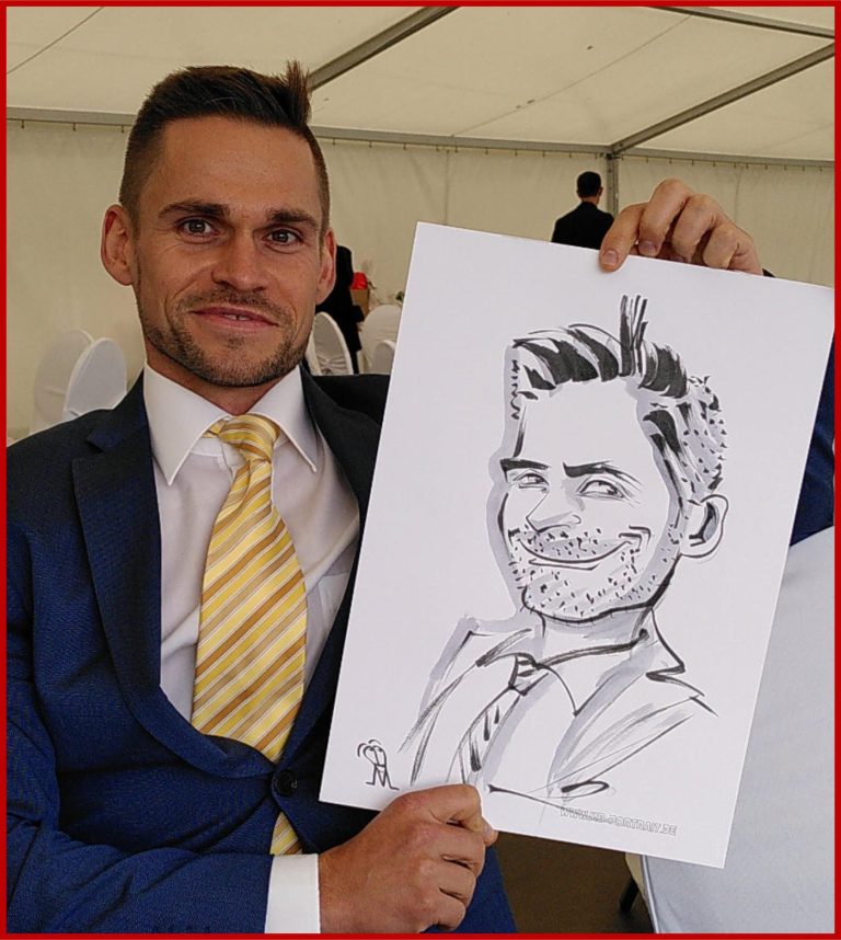 Schnellzeichner, Karikaturzeichner und Künstler aus Rostock auf einer Hochzeit in MV