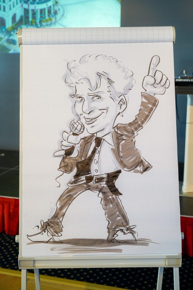  Karikatur Zeichnung, Schnellzeichnung  im Großformat für Kongresse und Messen