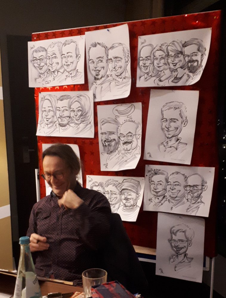 Karikatur Zeichnung, Schnellzeichner Mike Bauer