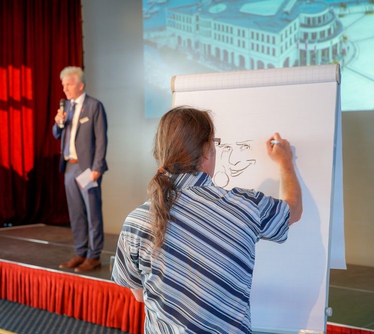 Karikatur Zeichnung, Schnellzeichnung  Mann im Großformat