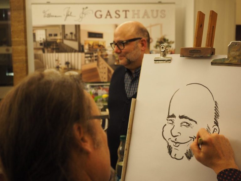 Karikatur Zeichnung, Schnellzeichnung  Mann im Großformat