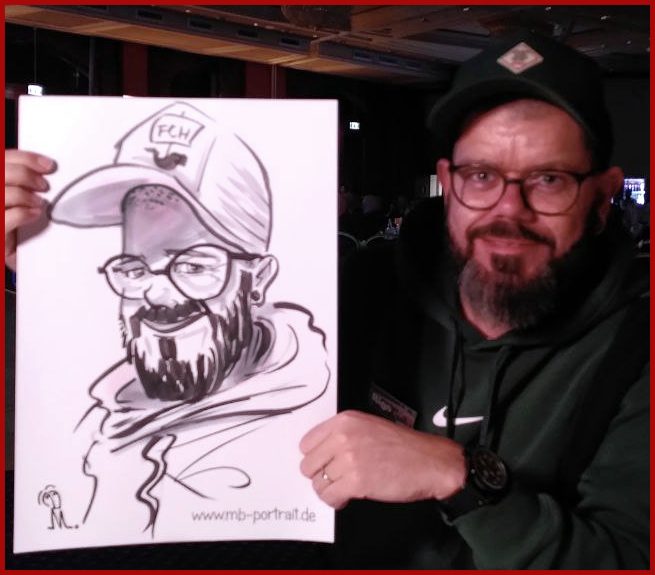 Karikatur Zeichnung, Schnellzeichnung  aus MV, Rostock